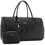 LOVEVOOK Sporttasche Reisetasche Damen, Weekender Travel Bag Kliniktasche Geburt mit Kulturtasche, Schuhfach & Nassfach, wasserdichte Gym Bag, Handgepäck Tasche für Flugzeug Reisen, Schwarz